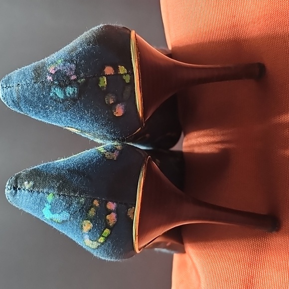 Lauren Ralph Lauren Shoes - Ralph LAUREN Blue Patterned Women's Heels With Gold Embellishment